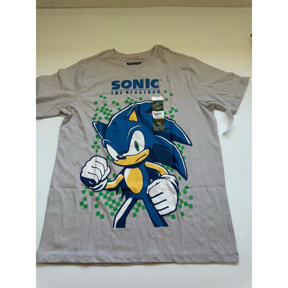 Sonic The Hedgehog Kids XL 14-16 Gray Graphic T Shirt Short Sleeve NWT